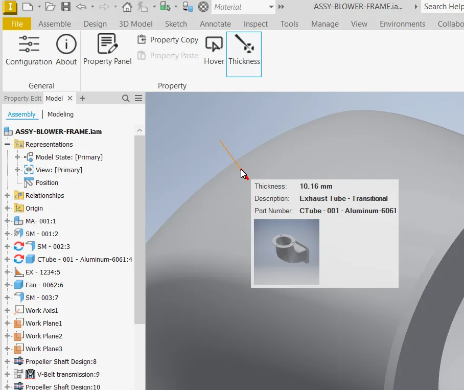 Flow Thickness — live interactive model-thickness analysis with graphical feedback